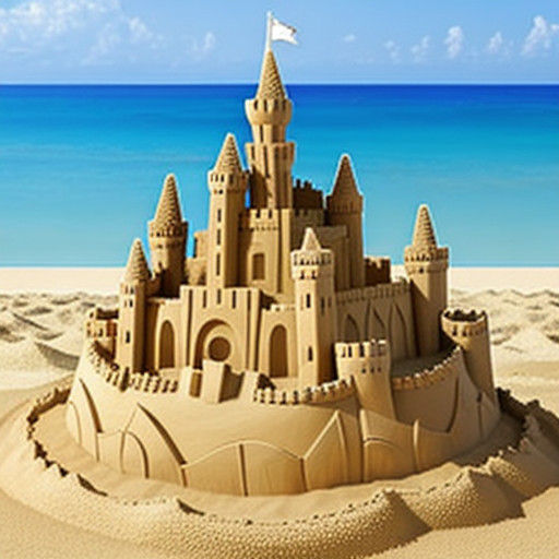 Grand Beachside Castle Emerging from the Sand