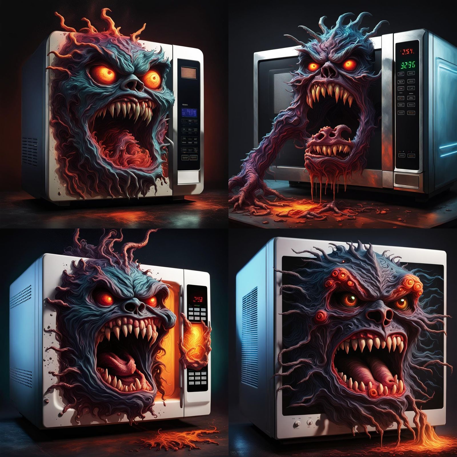 Hyperrealistic Microwave Monster from Hell: Splash Art