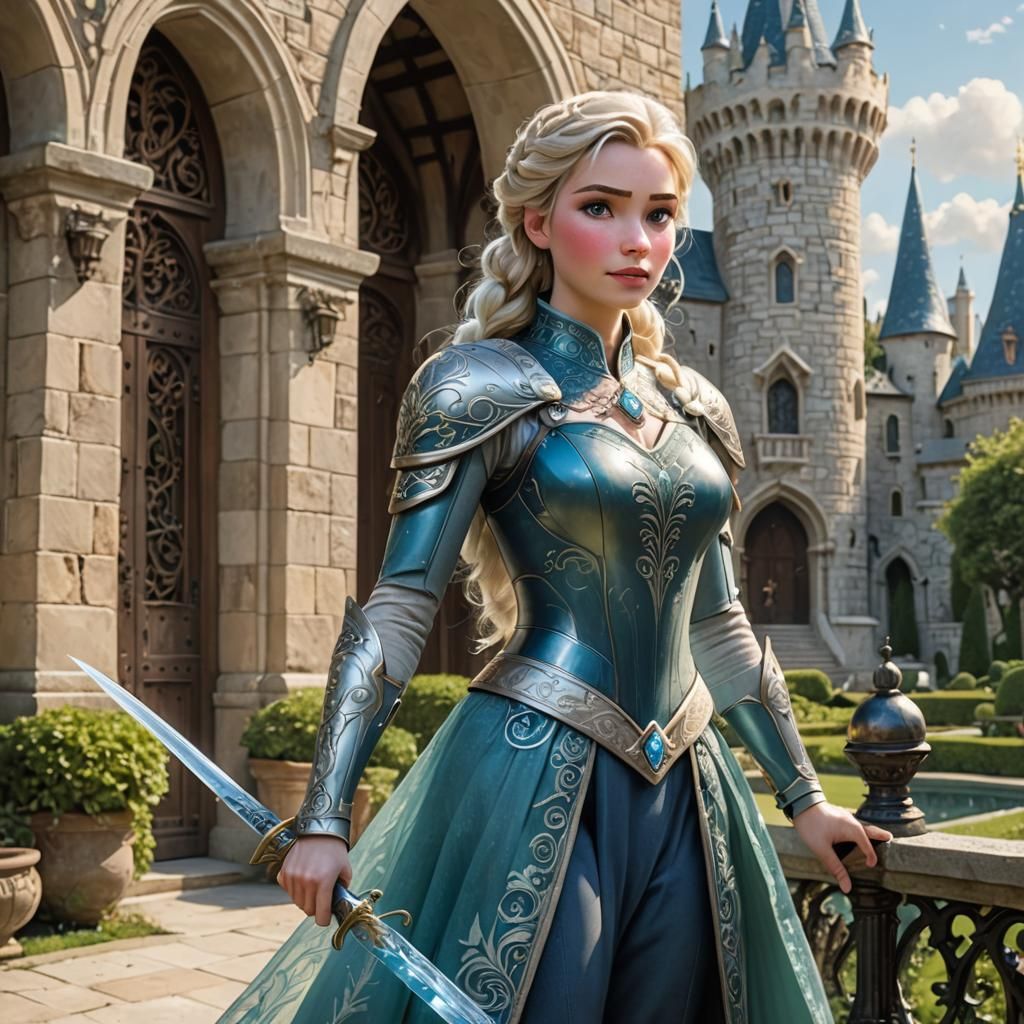 Elsa as Palace Guard in Fantasy Art Style