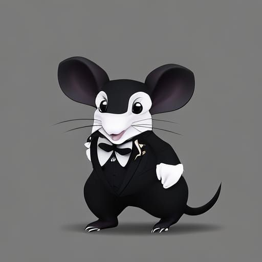 Cartoon Rat in Tuxedo: Surreal Fantasy Art
