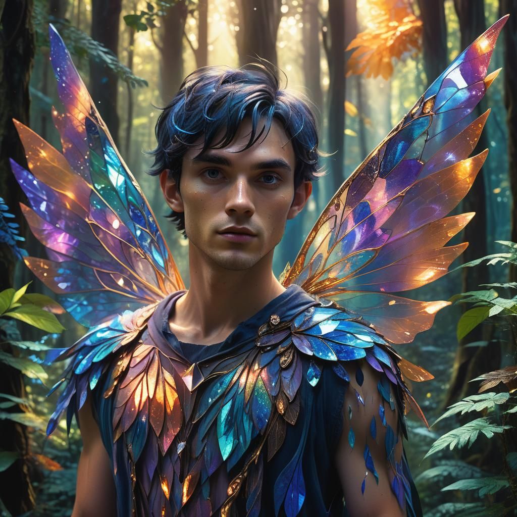 Forest Fairy with Crystal Wings: Fantasy Art
