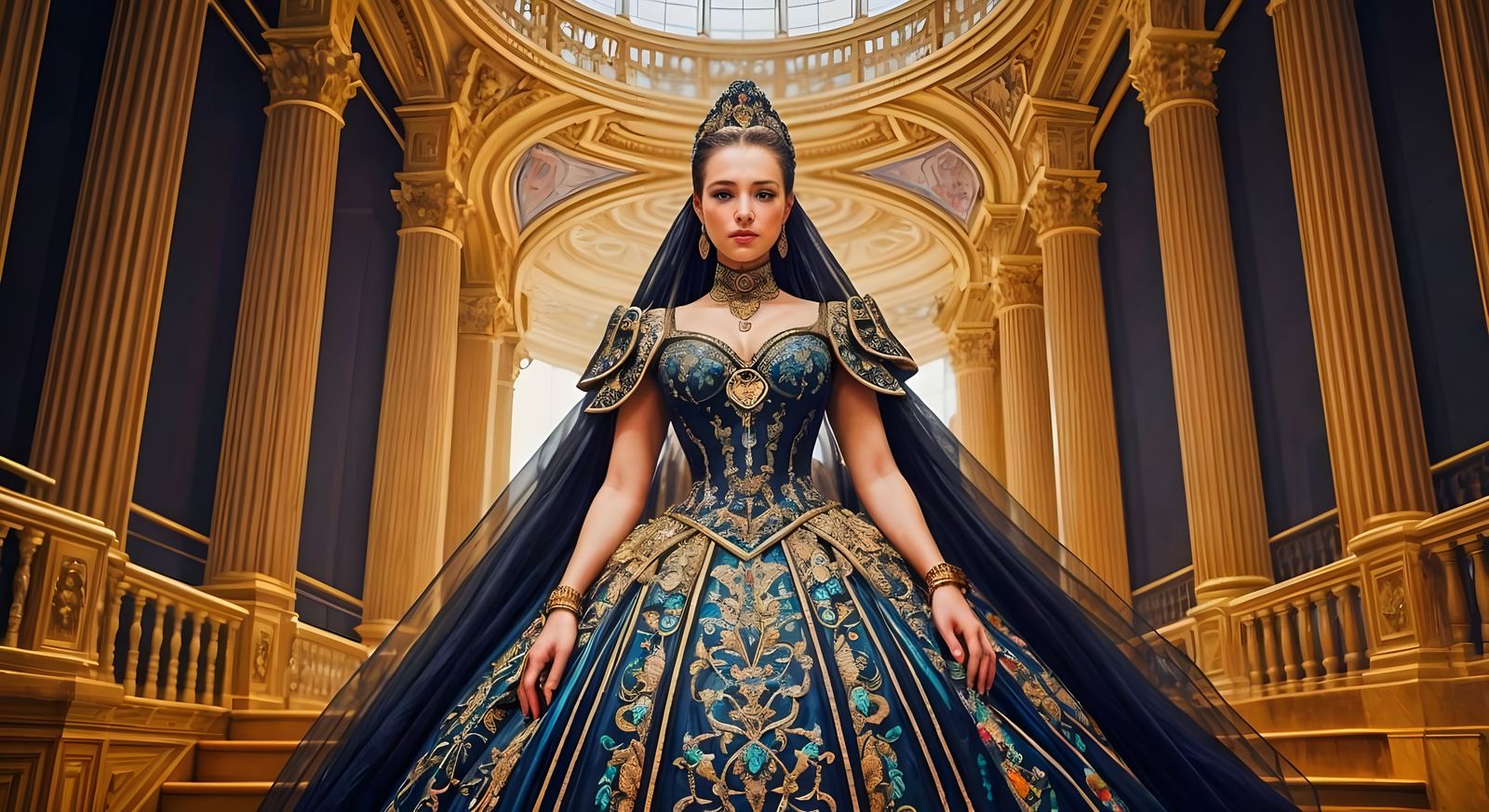 Elegant Opera Patroness in Opulent Victorian Setting