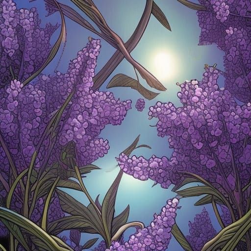Lilacs in Comic Book Style Illustration