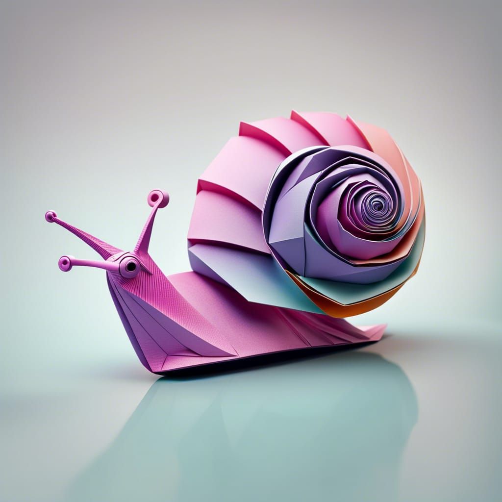 Cute Origami Snail Papercraft in High Resolution