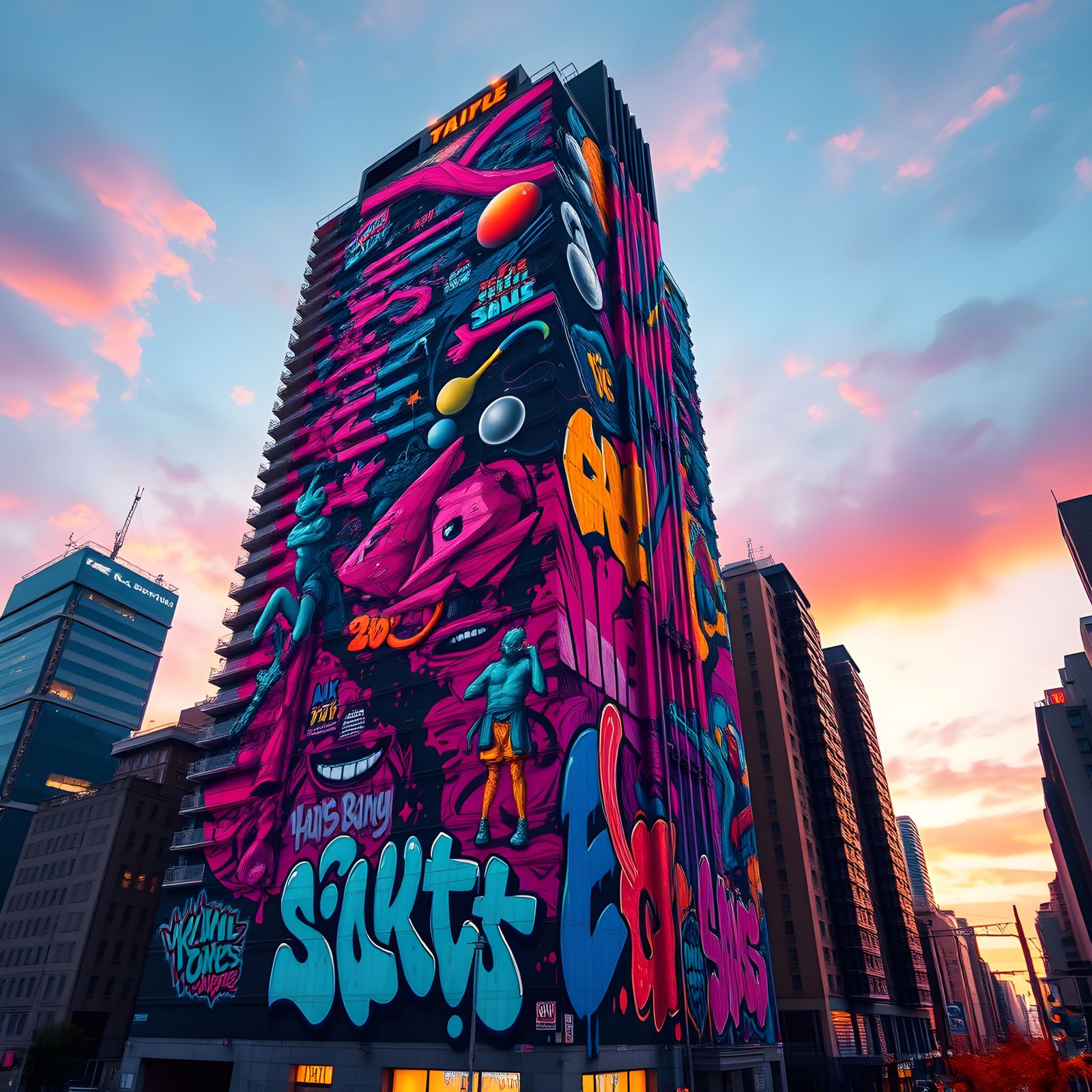 Futuristic Hi-Tech Graffiti Street Art