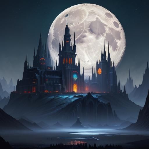 Fantastical Moon Village in Deep Color