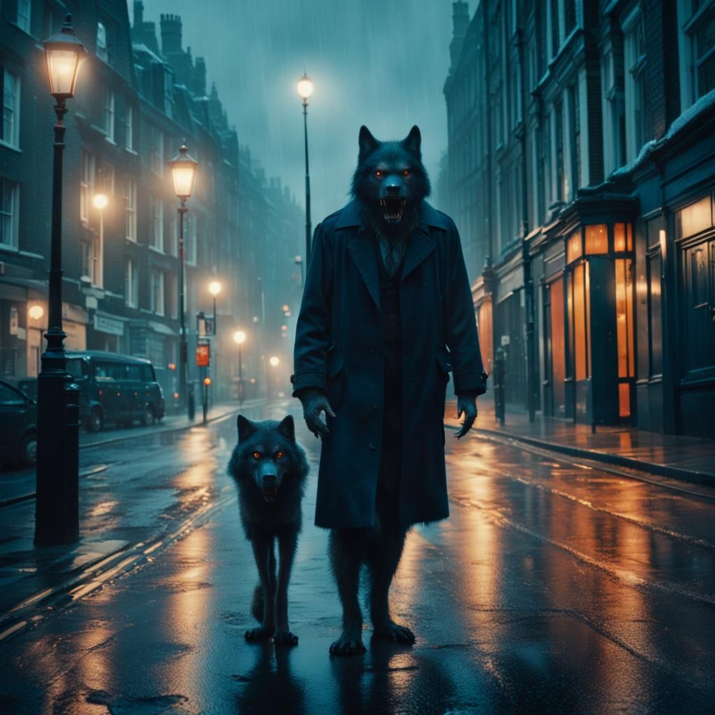 Werewolves Roam Rainy London Streets at Night