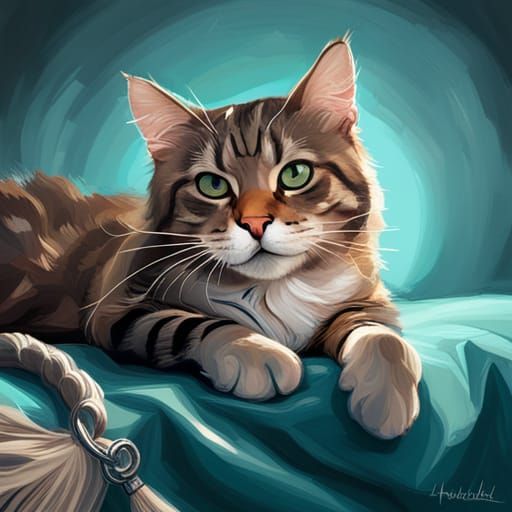 Tabby Cat Portrait in Dynamic Lighting