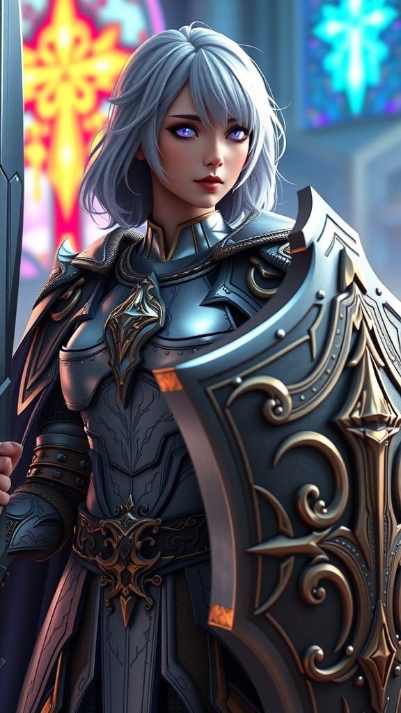 Aasimar Paladin in Gothic Sci-Fi Armor
