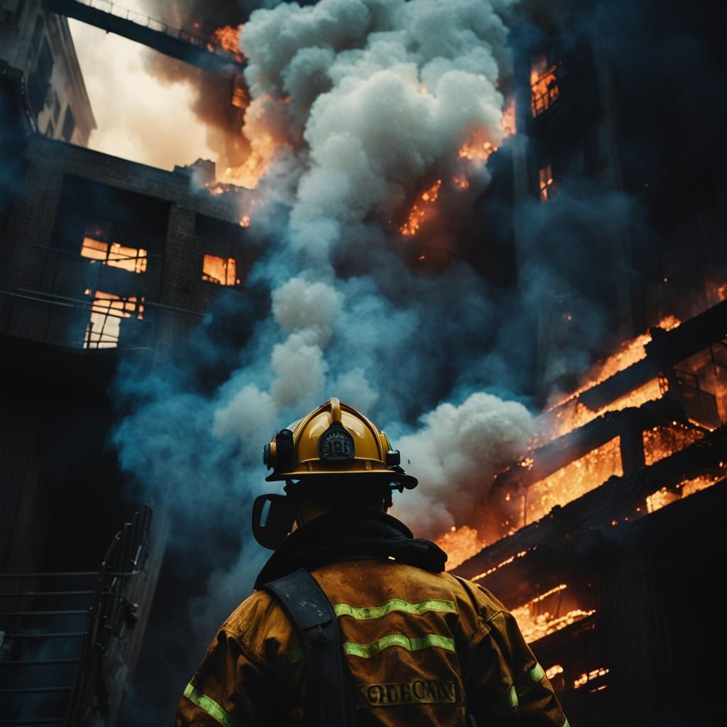 Heroic Firefighter in Inferno