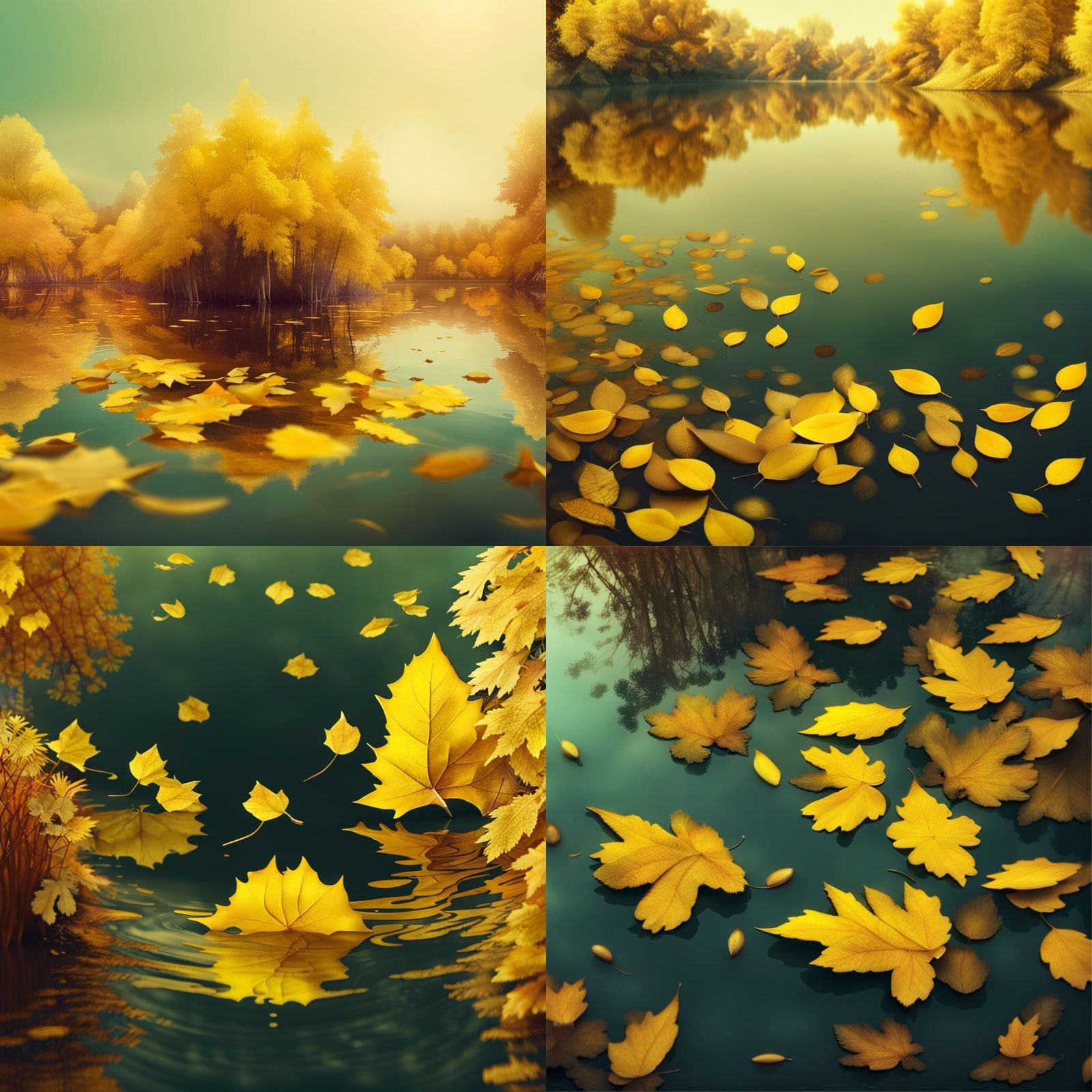 Autumnal Lake: Yellow Leaves Reflecting Summer's End