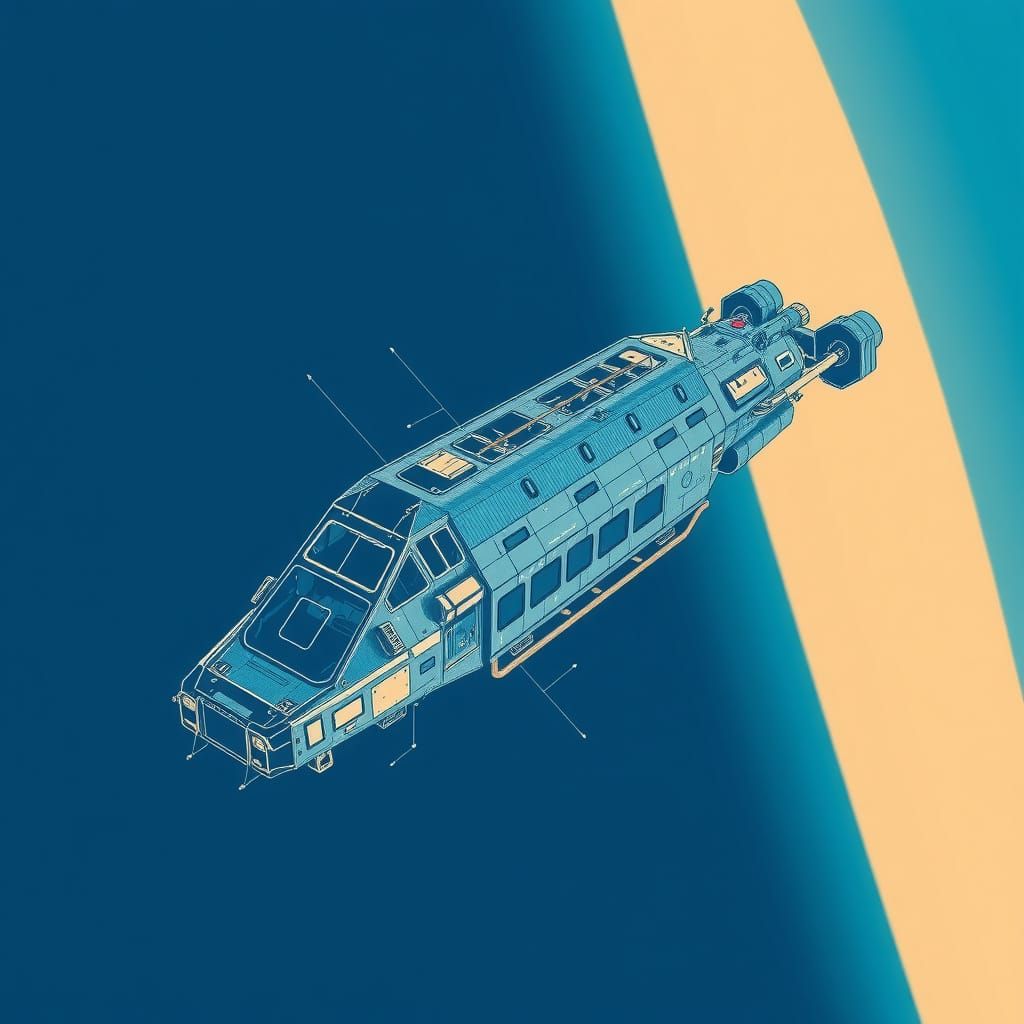 Rough Blue Schematic of Advanced Space Ship Design