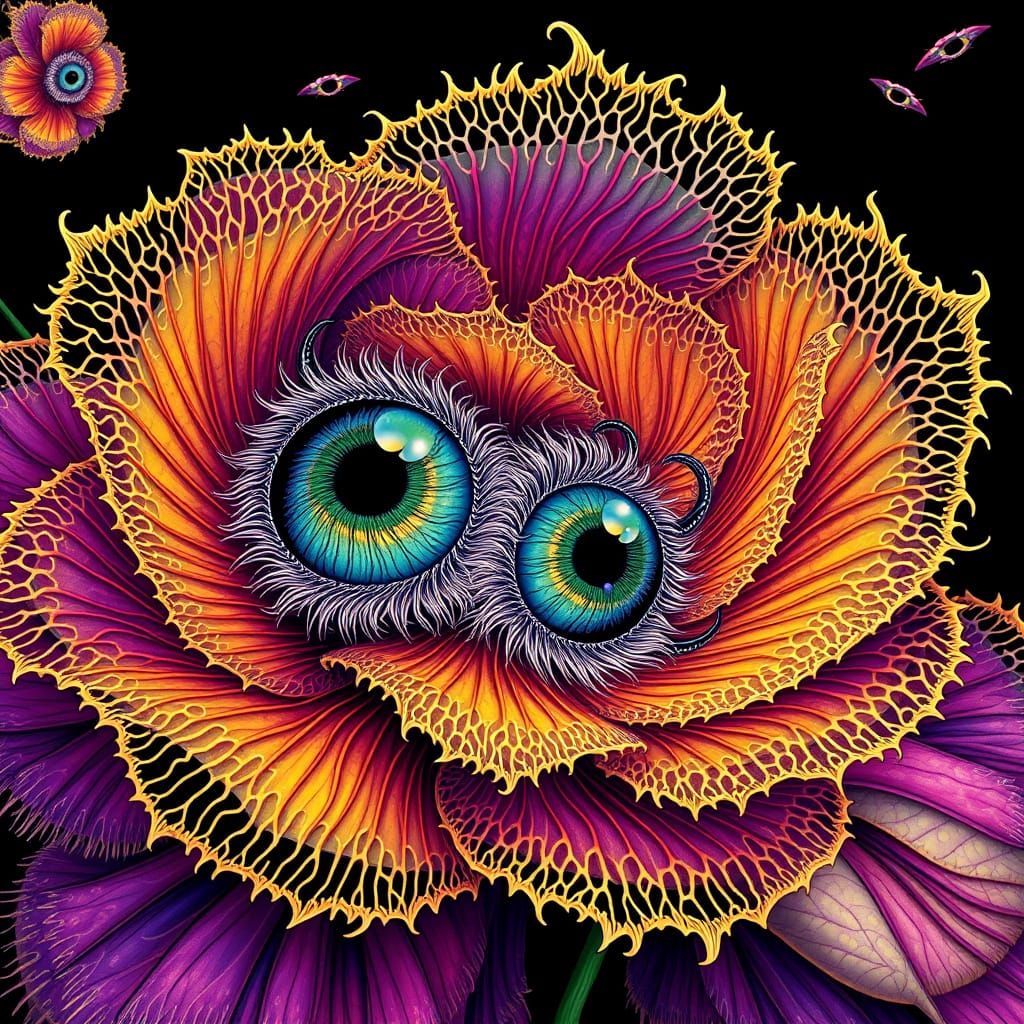 Whirling Eye Flowers in Iridescent Haze