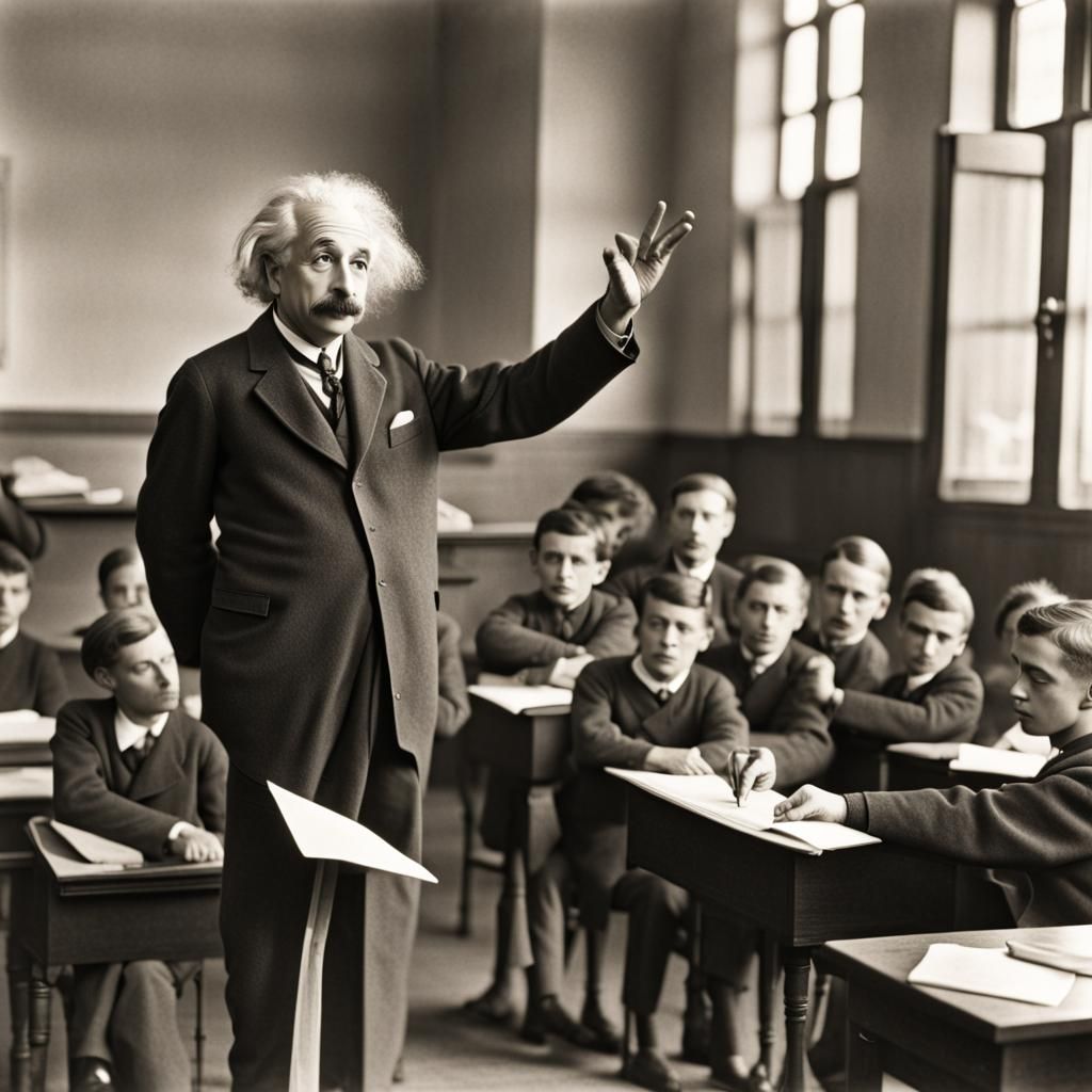 Einstein Teaching Physics to Students