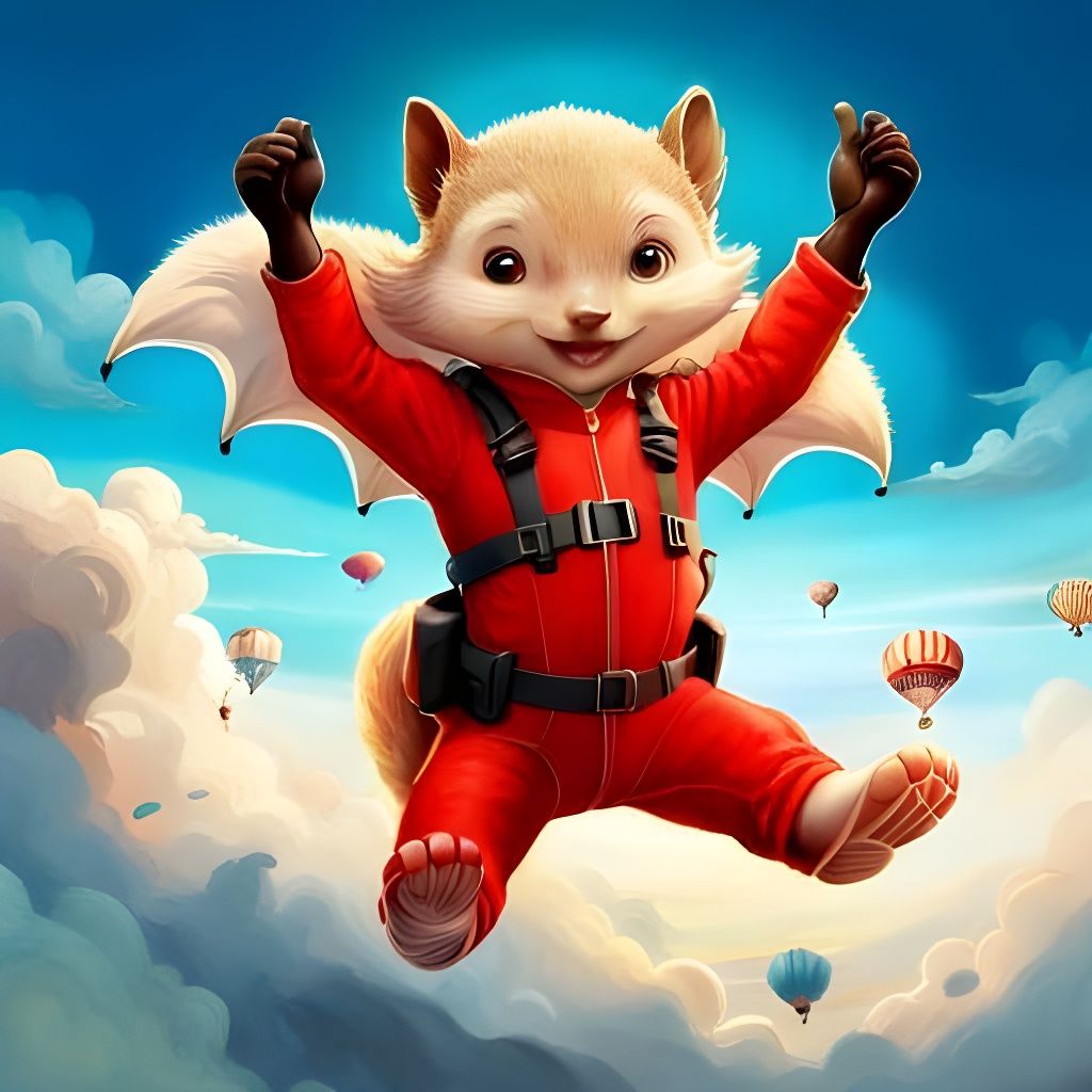 Baby Squirrel Skydiving: Hyperrealistic Digital Art