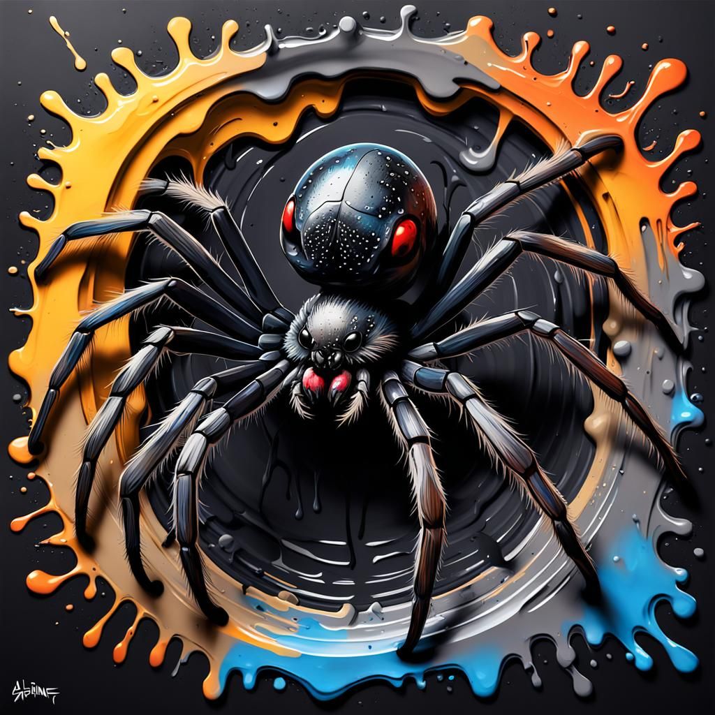 Alpine Funnel-Web Spider in 3D Graffiti Art