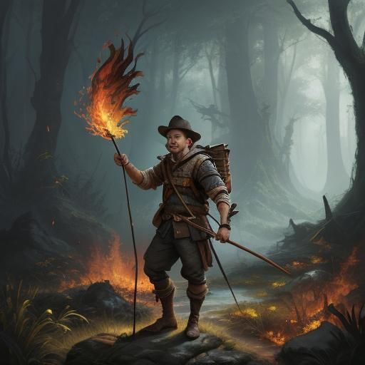 Fiery Bow Treasure Hunter in Fantasy Forest