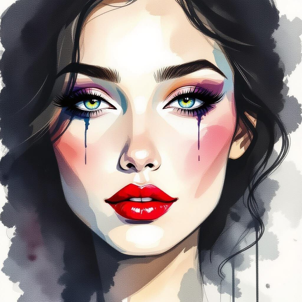 Dramatic Apple with Ink and Shadow