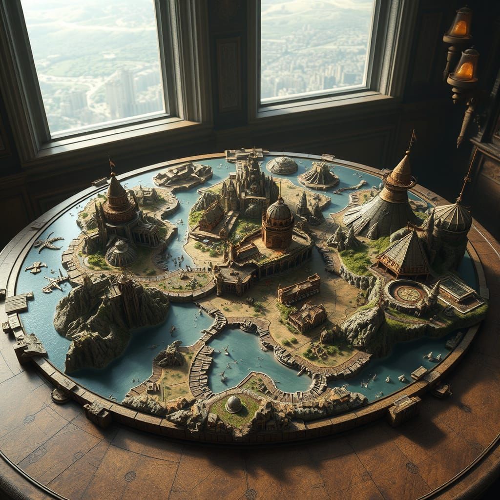 Detailed Medieval Fantasy Map of Fictional Planet