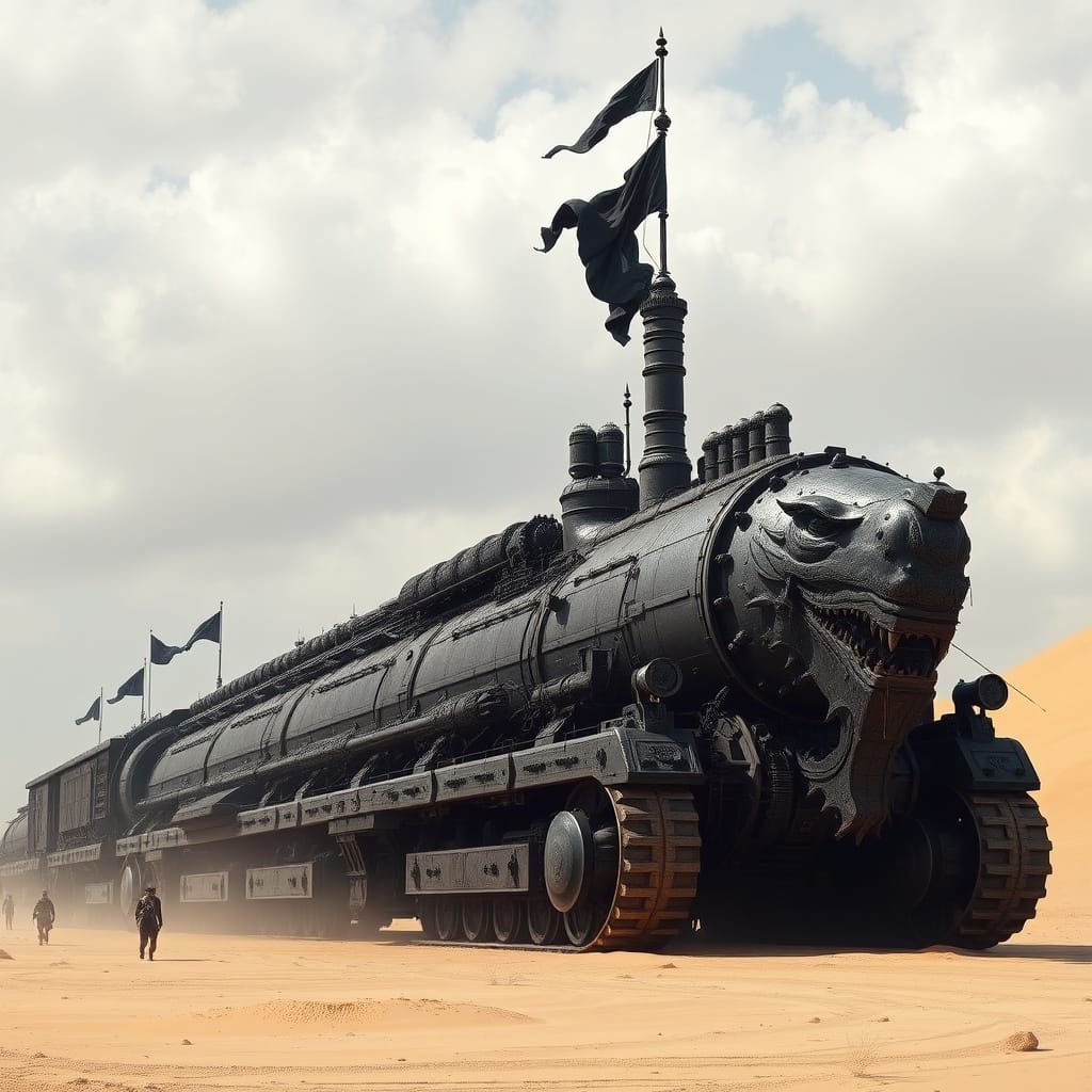 Cyberpunk Desert War Machine with Dragon Head