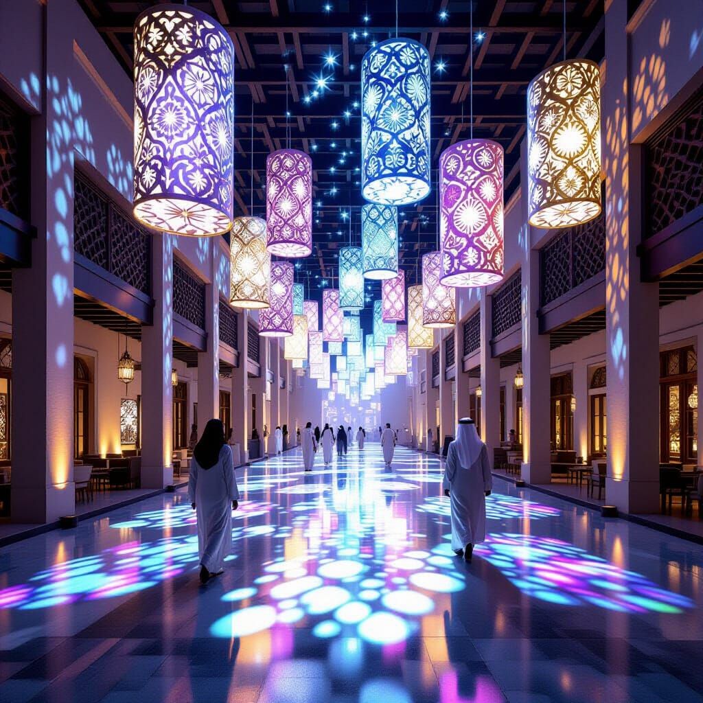 Infinite Light and Geometry Exhibition in Al Fahidi Courtyar...