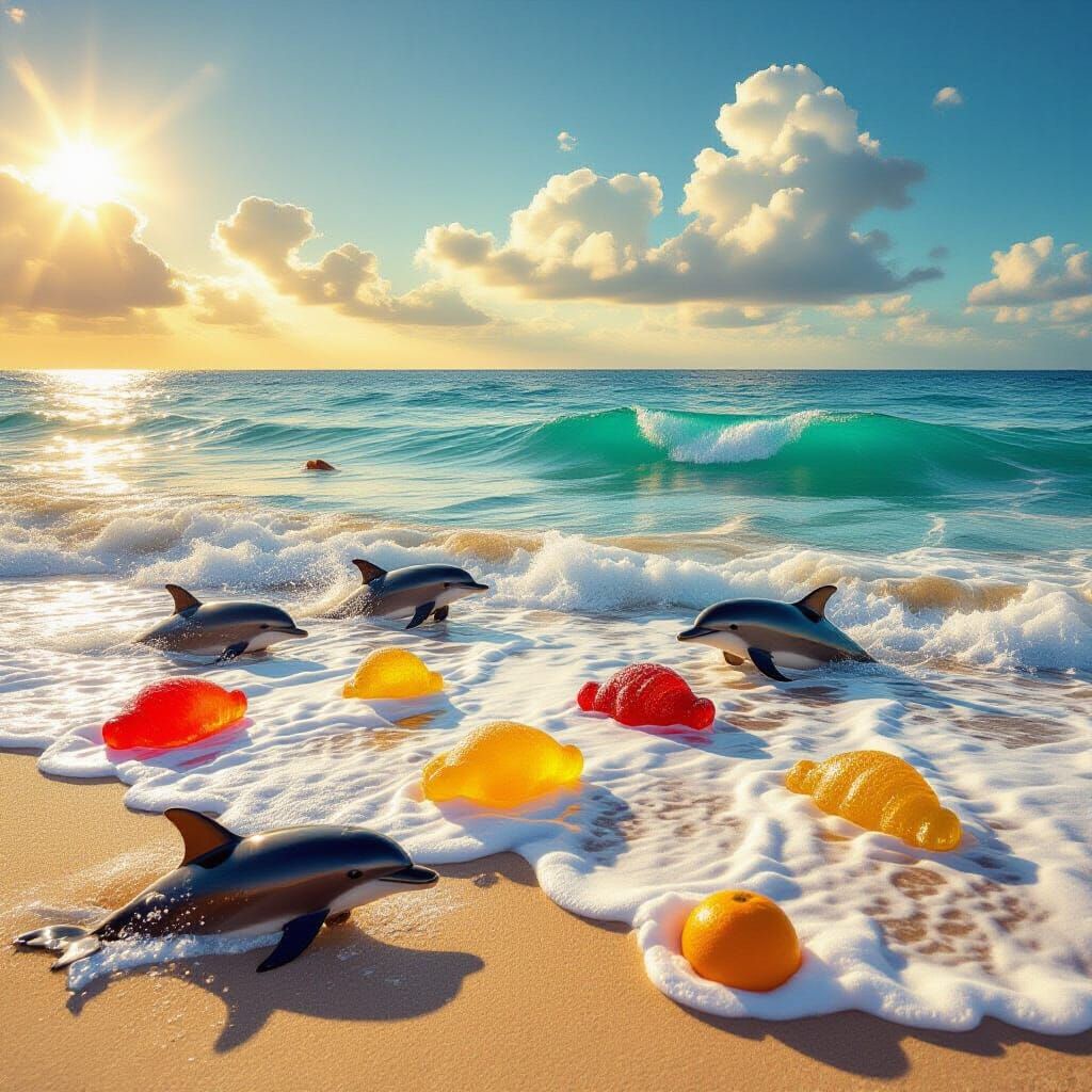 Soda Ocean with Gummy Candy Dolphins