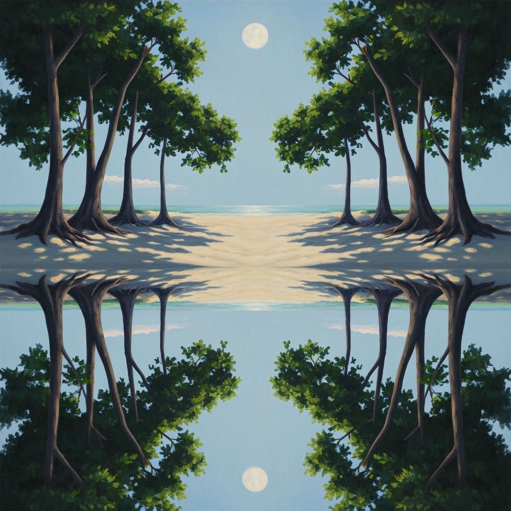 Tropical Beach Moonlight Reflection in Painterly Style