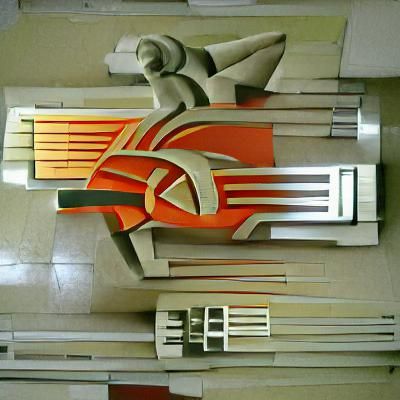Soviet Art Deco Constructivist Spartan Scene