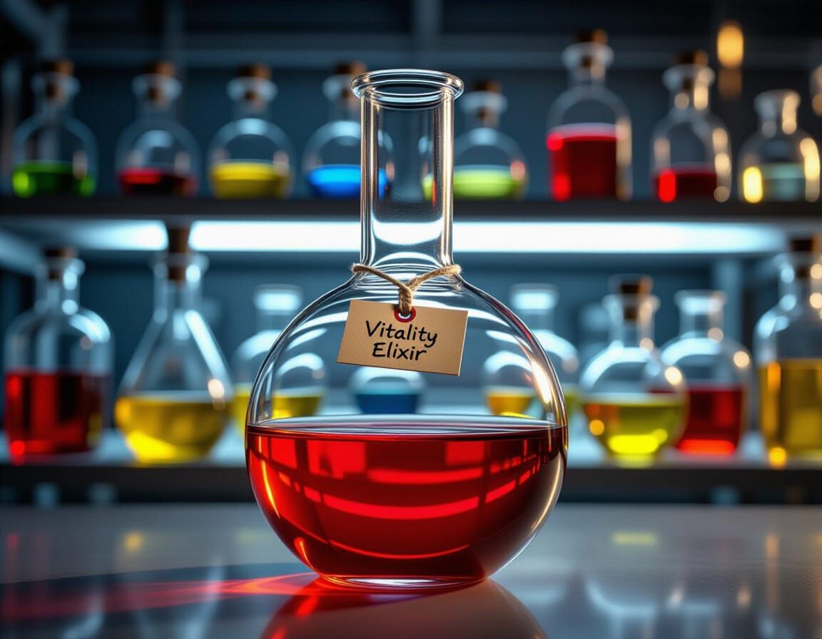 Crimson Vitality Elixir in Macro Flask