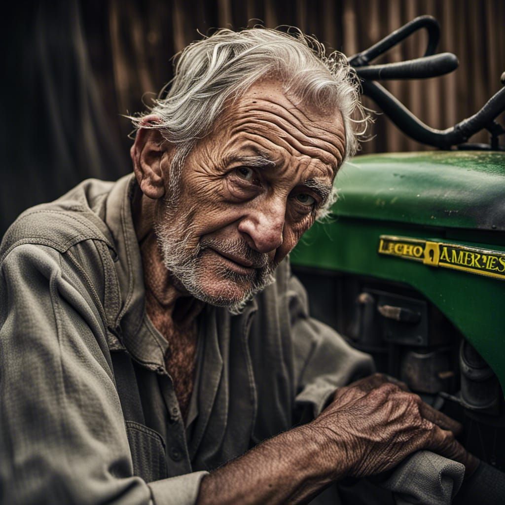 Old Man Portrait on John Deere Tractor