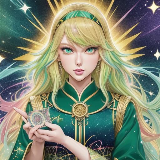 Vibrant Anime Woman with Phoenix Headband