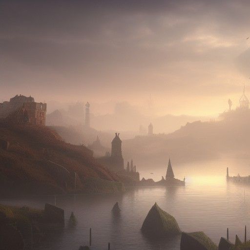 Misty Moor in Detailed Matte Painting Style