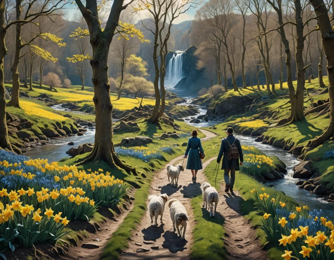 Idyllic River Landscape as Vivid Oil Painting