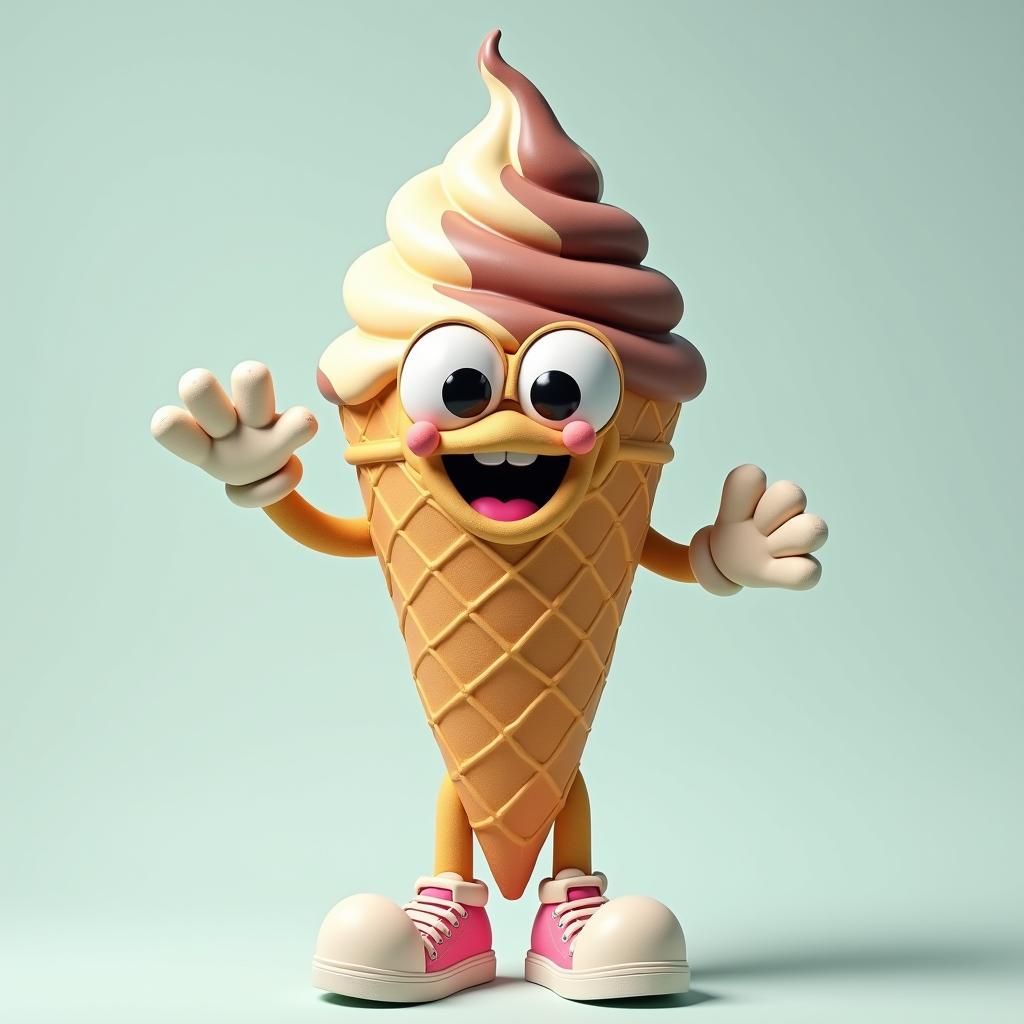 Anthropomorphic Ice Cream Cone Mascot Costume