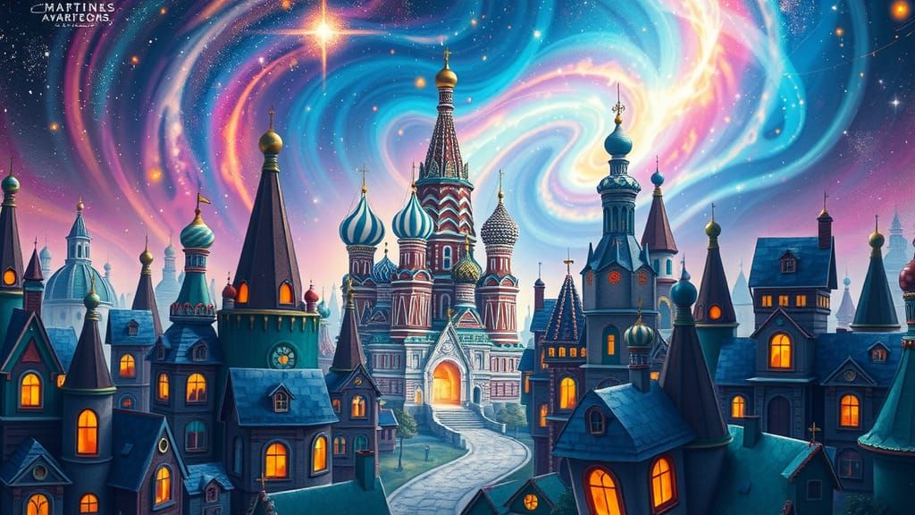 Ethereal City of Wonder in Cosmic Style