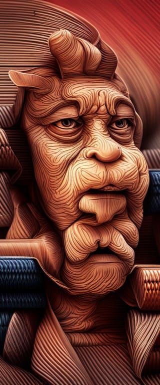 Angry Origami Papercraft Sculpture in Soft Focus