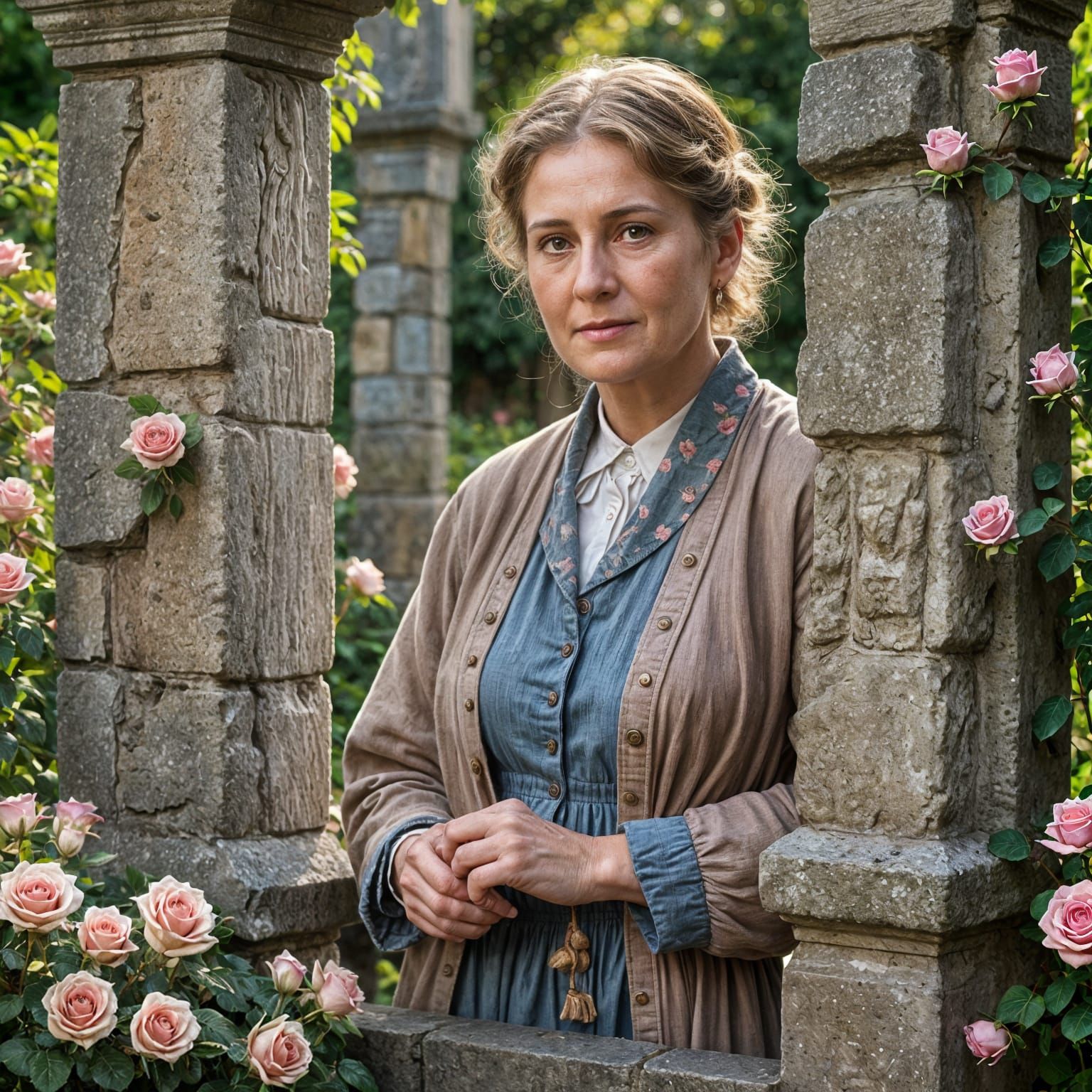 Beatrix Potter Portrait in a Garden Setting