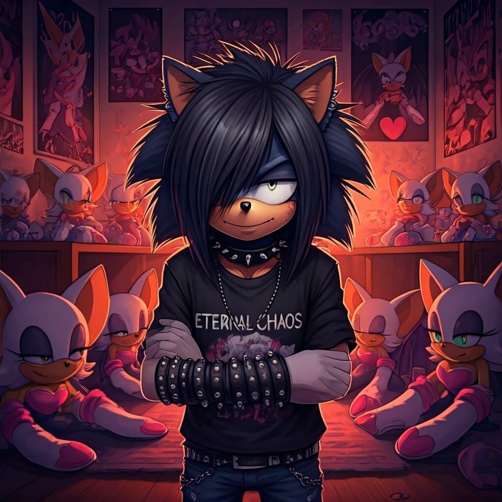 Edgy Hedgehog in Emo Attire with Rouge the Bat Obsession