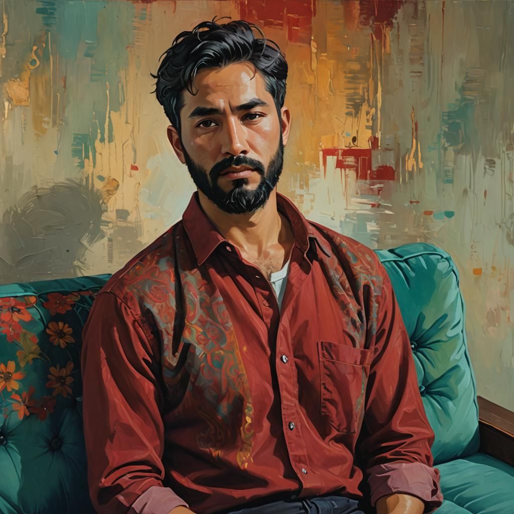 Peruvian Man Portrait in Impressionist Impasto Style