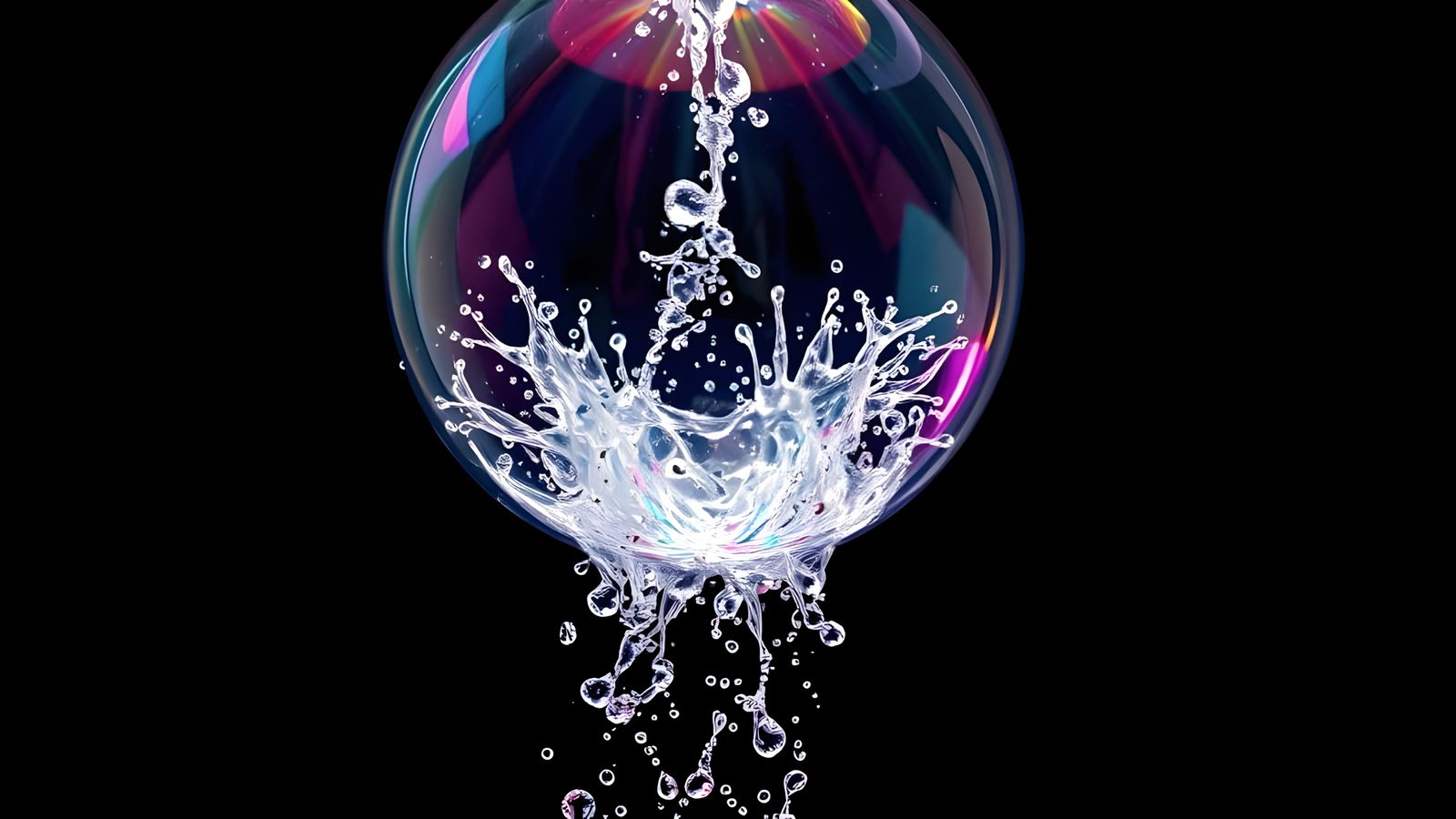 Surreal Water Balloon Burst in Vibrant Lighting