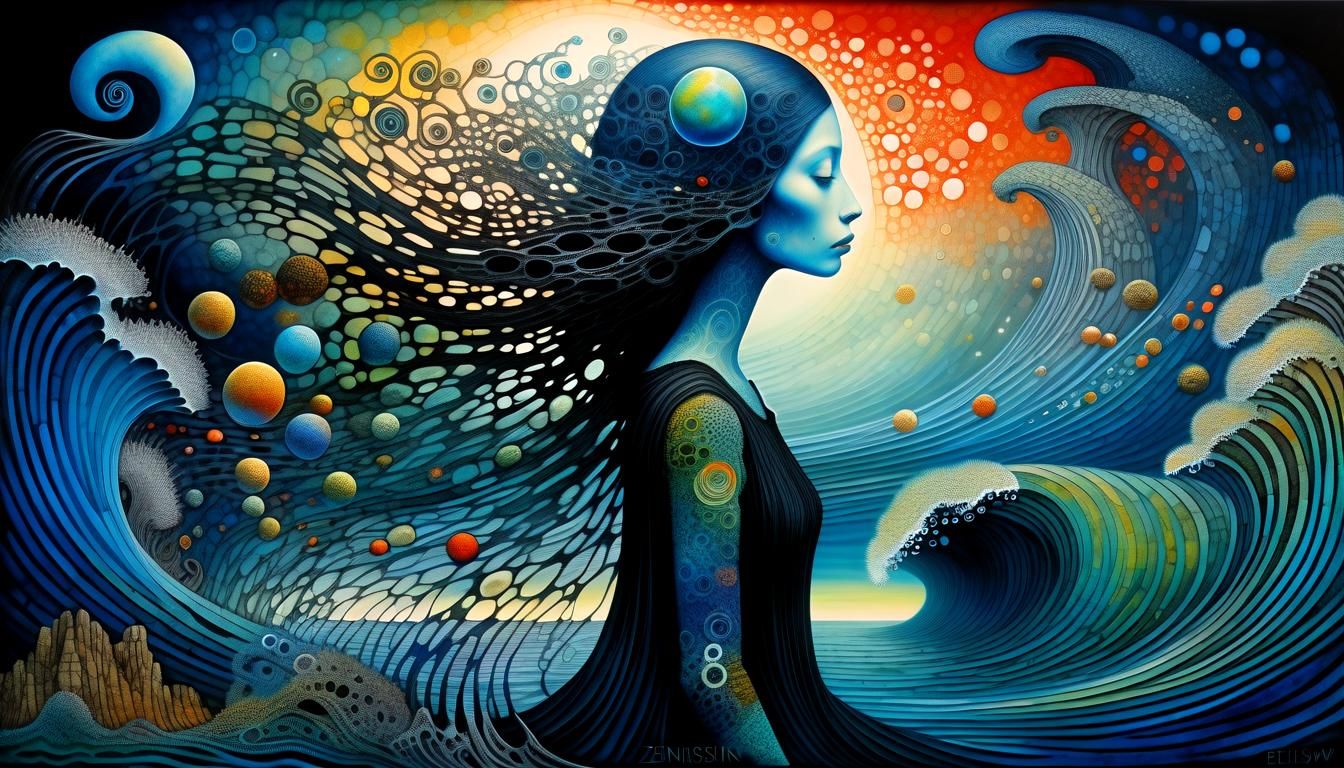 Ocean Goddess in Psychedelic Oil Painting
