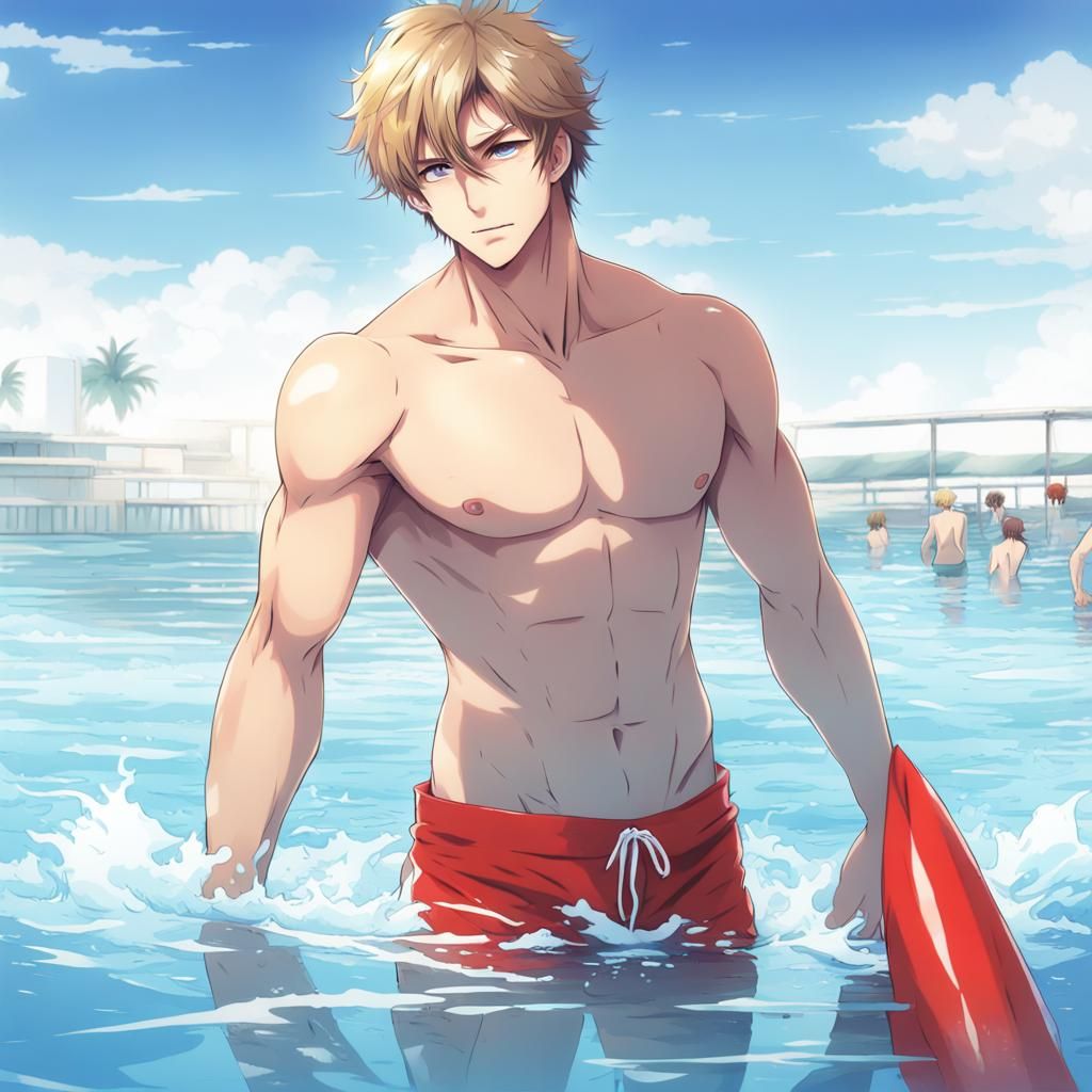 Attractive Lifeguard in Anime Style