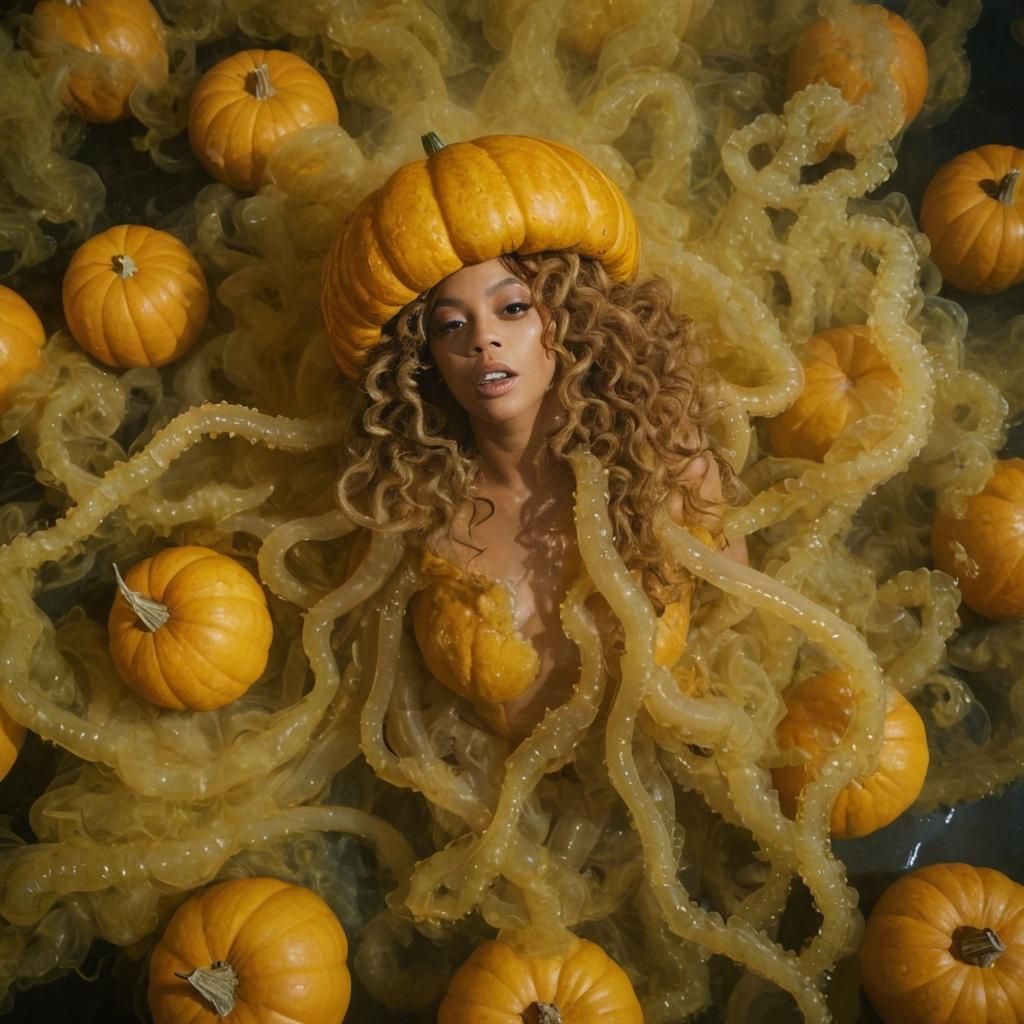Beyonce as Gorgon Jellyfish on Pumpkin, Cinematic Still