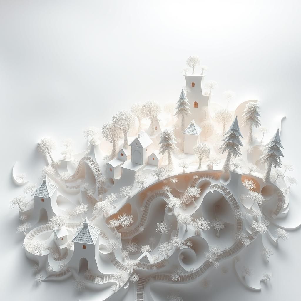 Dreamlike Fractal Landscape on White Planet