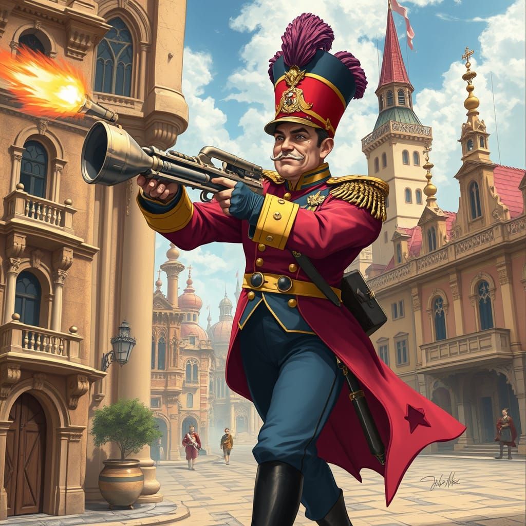 Flamboyant Bombadier Unleashes Chaos on Baroque Bomba