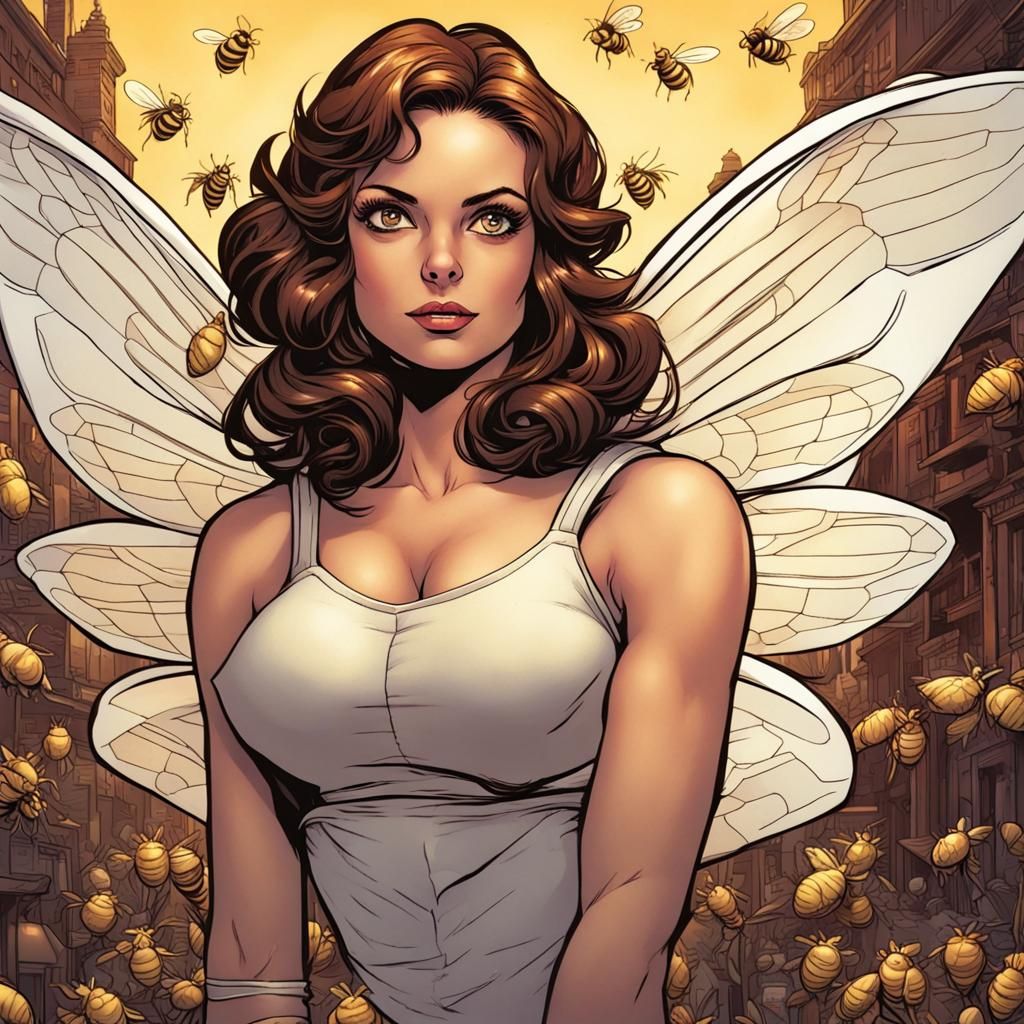 Beautiful Bee Woman in Comic Book Art Style