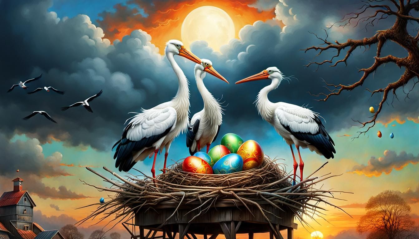 Picture: The storks are about to go to sleep.