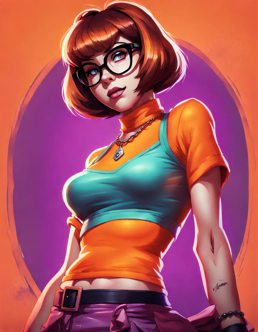 Velma from Scooby Doo in Punk Artgerm Style
