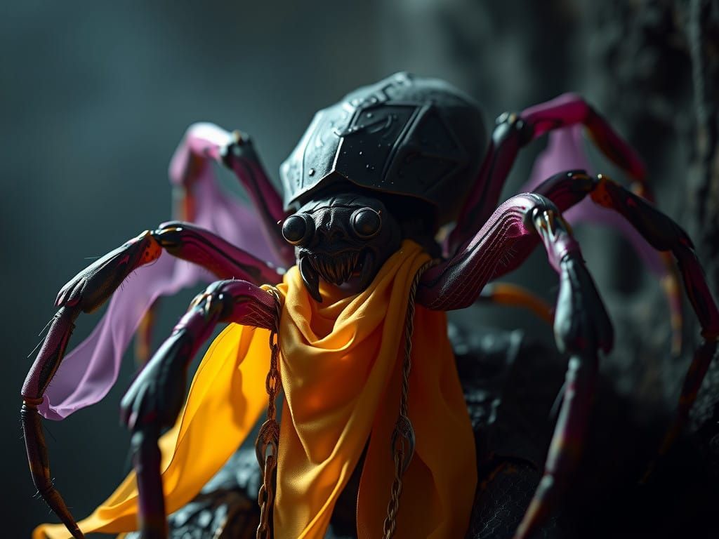 Dark Fantasy Spider Masterpiece in Elaborate Silk Attire