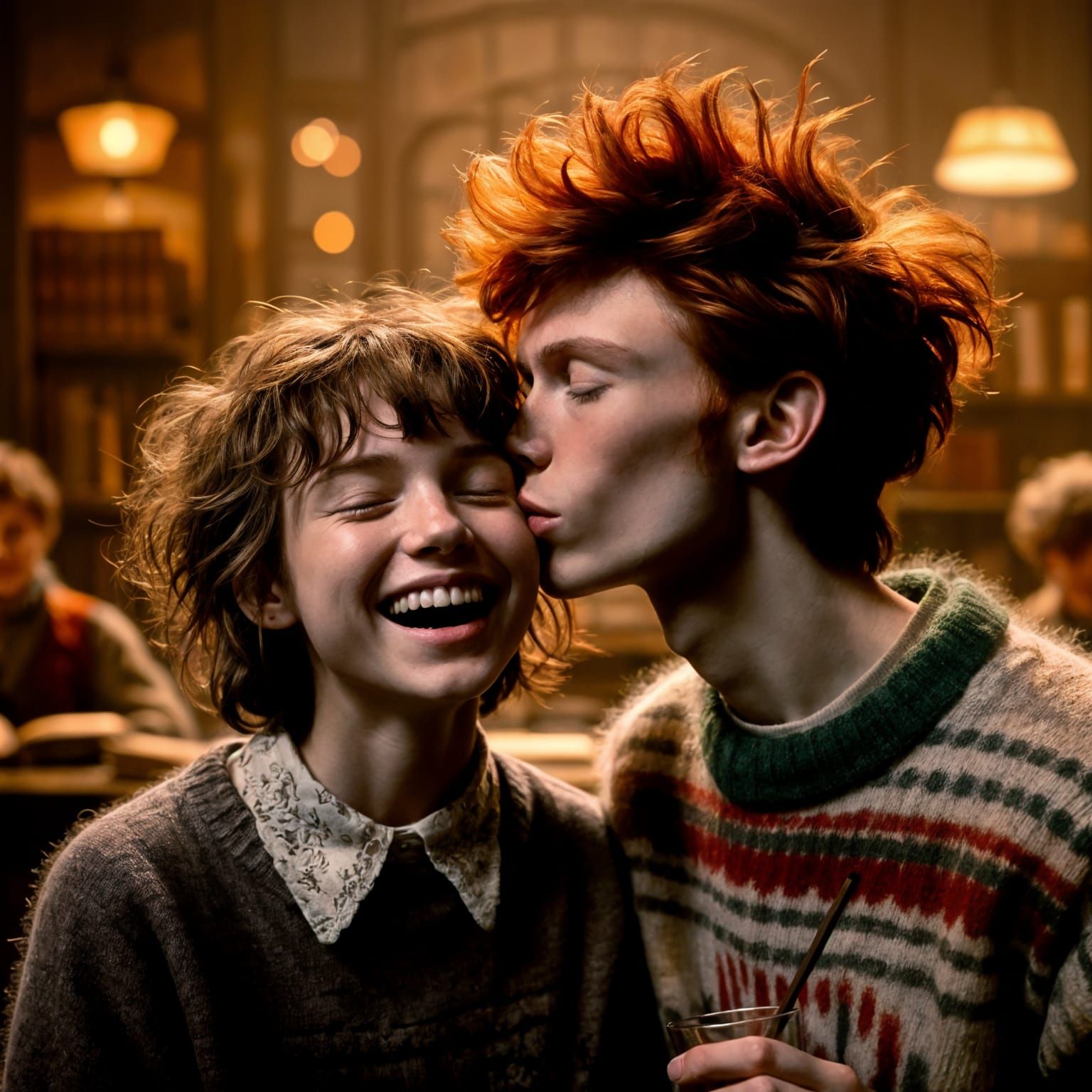 Tender Moment Between Redheaded Boy and Brownhaired Girl in ...